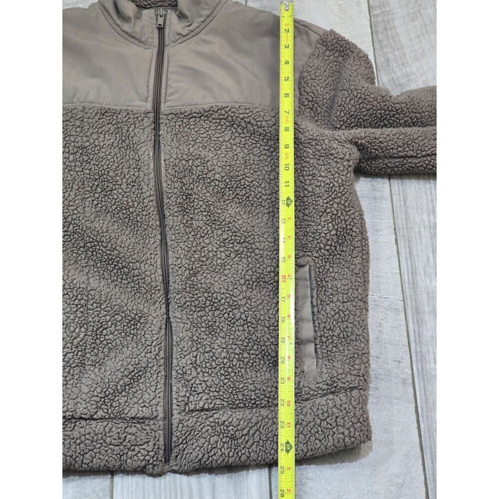 Old Navy Pieced-Yoke Teddy Fleece Jacket Brown Cozy Winter Casual Men's Size M - Picture 6 of 8